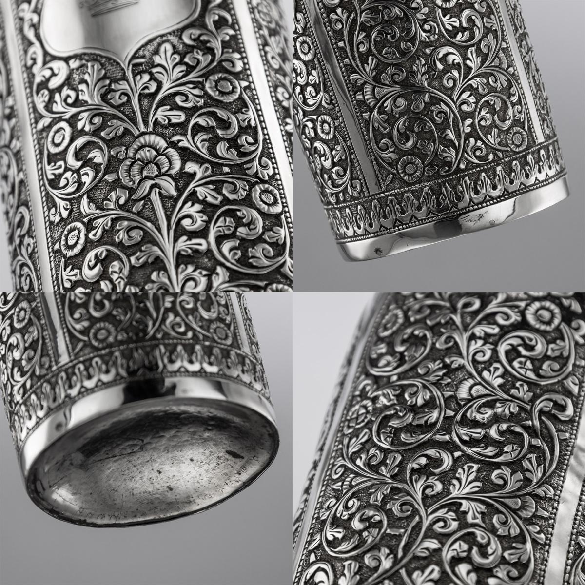 19th Century Indian Cutch Solid Silver Repousse Wine Bottle, Bhuj, circa 1880 9