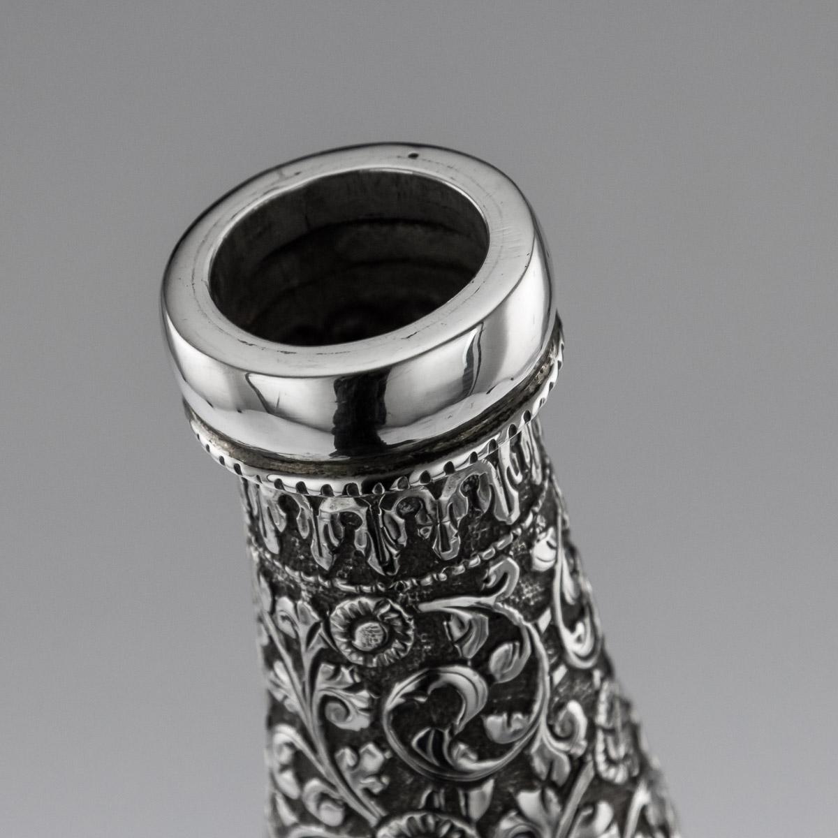19th Century Indian Cutch Solid Silver Repousse Wine Bottle, Bhuj, circa 1880 4