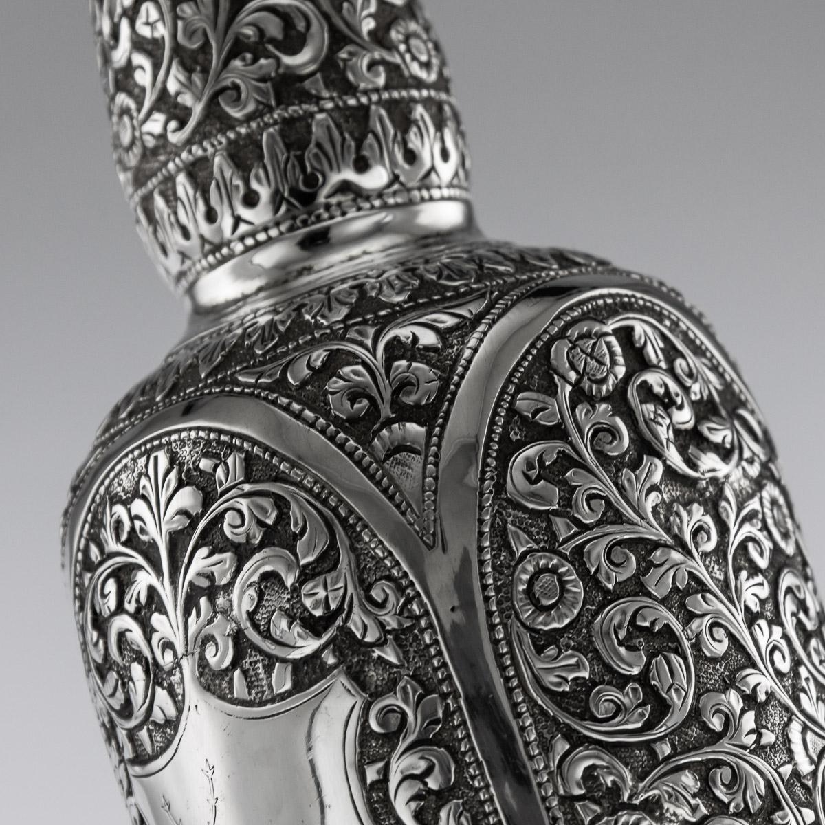 19th Century Indian Cutch Solid Silver Repousse Wine Bottle, Bhuj, circa 1880 6