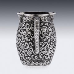 19th Century Indian Cutch Solid Silver Salver Double Cream Jug, c.1880