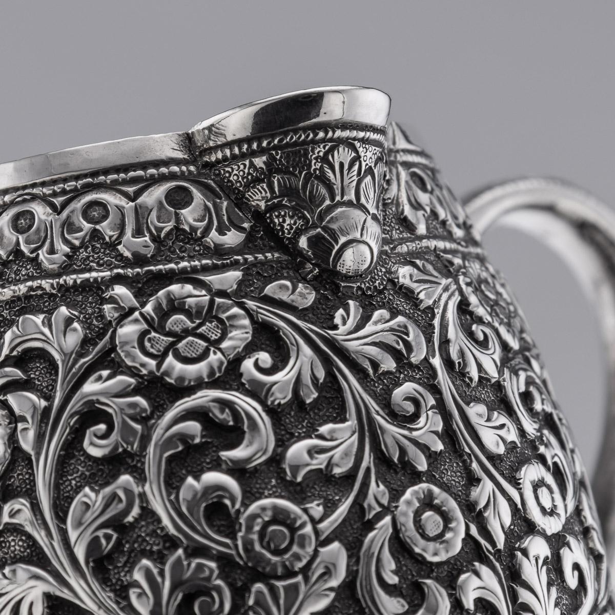 19th Century Indian Cutch Solid Silver Salver Double Cream Jug, c.1880 For Sale 4