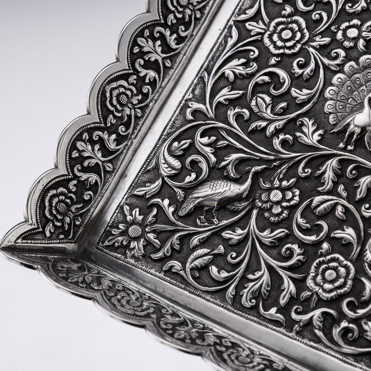 19th Century Indian Cutch Solid Silver Salver Tray, Oomersi Mawji, c.1880 10