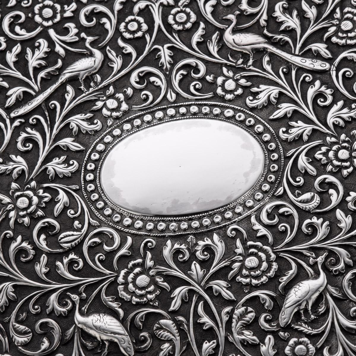 19th Century Indian Cutch Solid Silver Salver Tray, Oomersi Mawji, c.1880 In Good Condition In Royal Tunbridge Wells, Kent