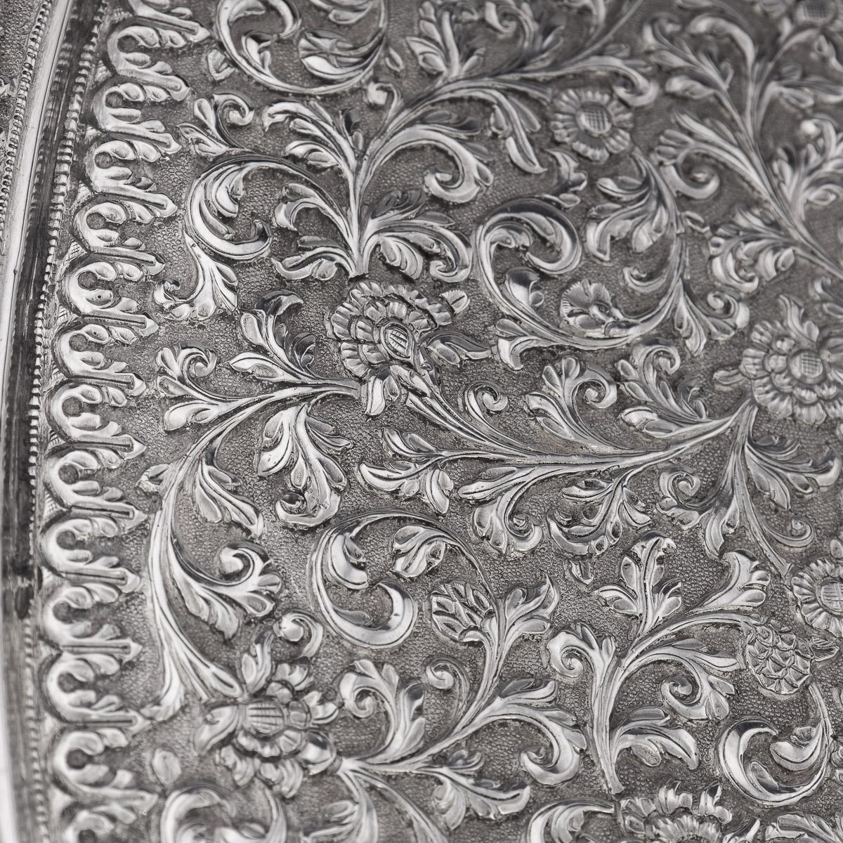 19th Century Indian Cutch Solid Silver Salver Tray, Oomersi Mawji, c.1880 1