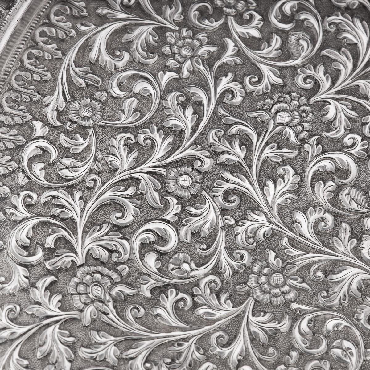 19th Century Indian Cutch Solid Silver Salver Tray, Oomersi Mawji, c.1880 2