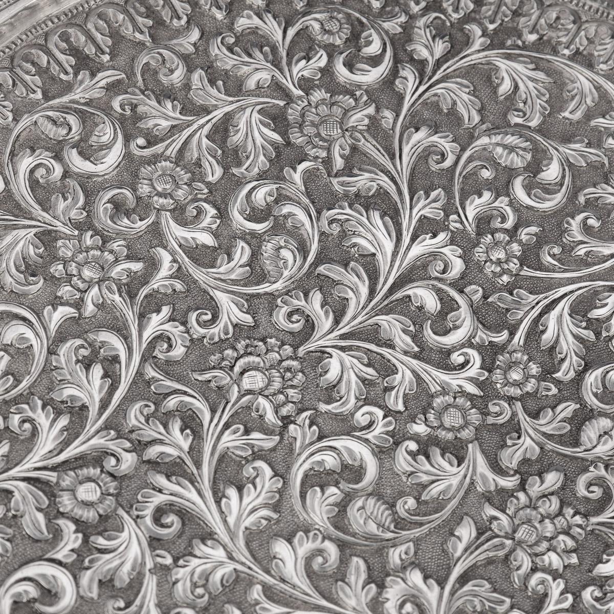 19th Century Indian Cutch Solid Silver Salver Tray, Oomersi Mawji, c.1880 3