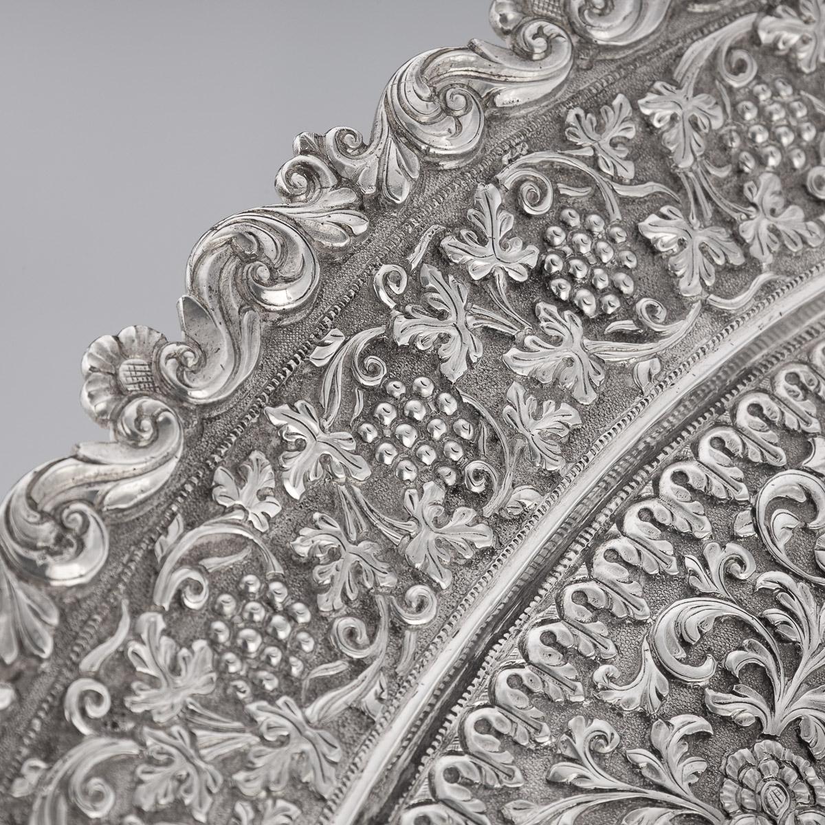 19th Century Indian Cutch Solid Silver Salver Tray, Oomersi Mawji, c.1880 4