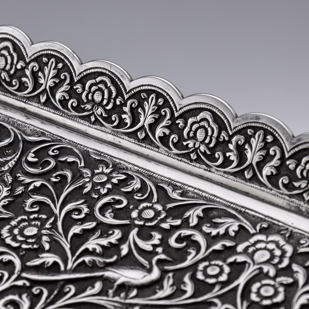19th Century Indian Cutch Solid Silver Salver Tray, Oomersi Mawji, c.1880 5