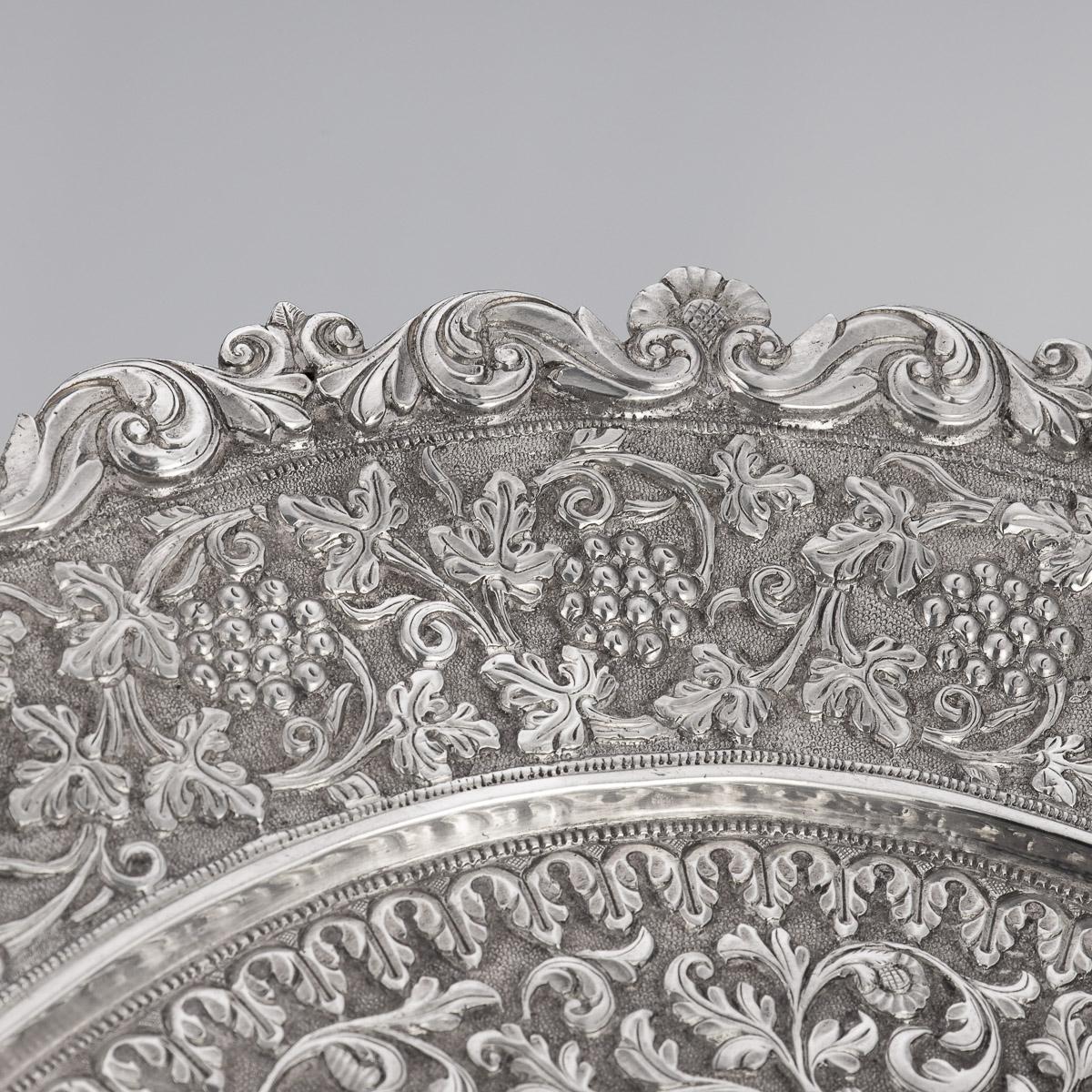 19th Century Indian Cutch Solid Silver Salver Tray, Oomersi Mawji, c.1880 6