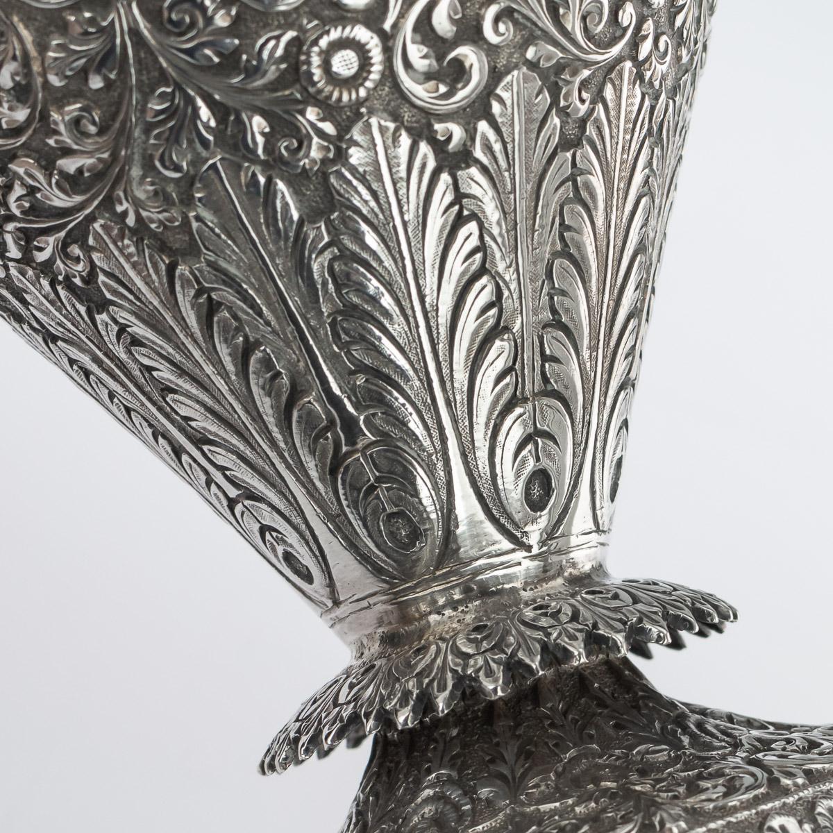 19th Century Indian Cutch Solid Silver Snake Ewer Wine Jug, circa 1880 7