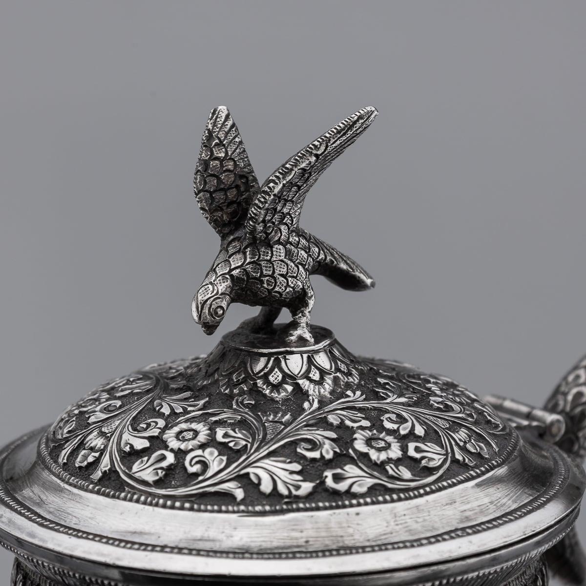 19th Century Indian Cutch Solid Silver Three Piece Tea Set, V Kishore c.1890 6