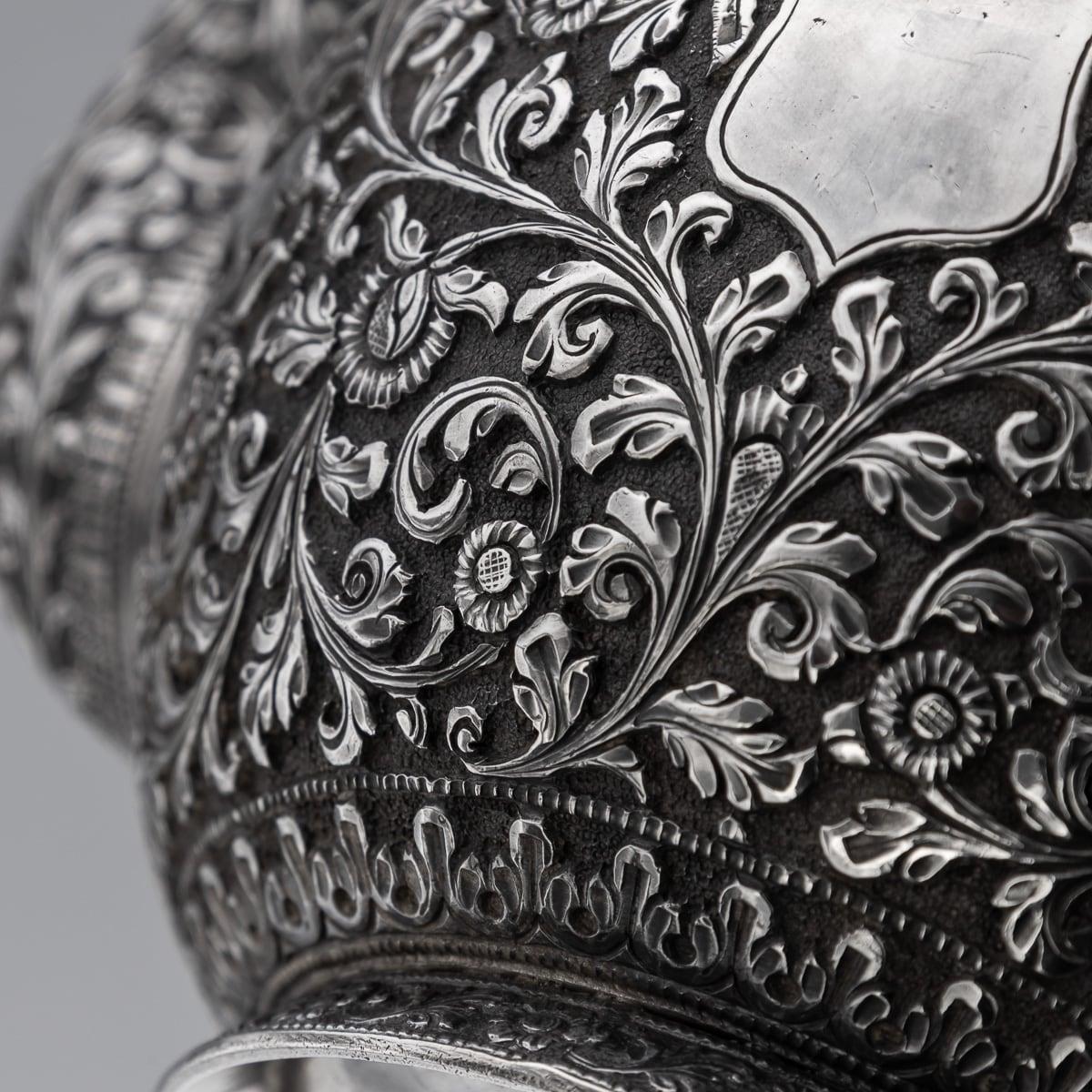 19th Century Indian Cutch Solid Silver Three Piece Tea Set, V Kishore c.1890 8