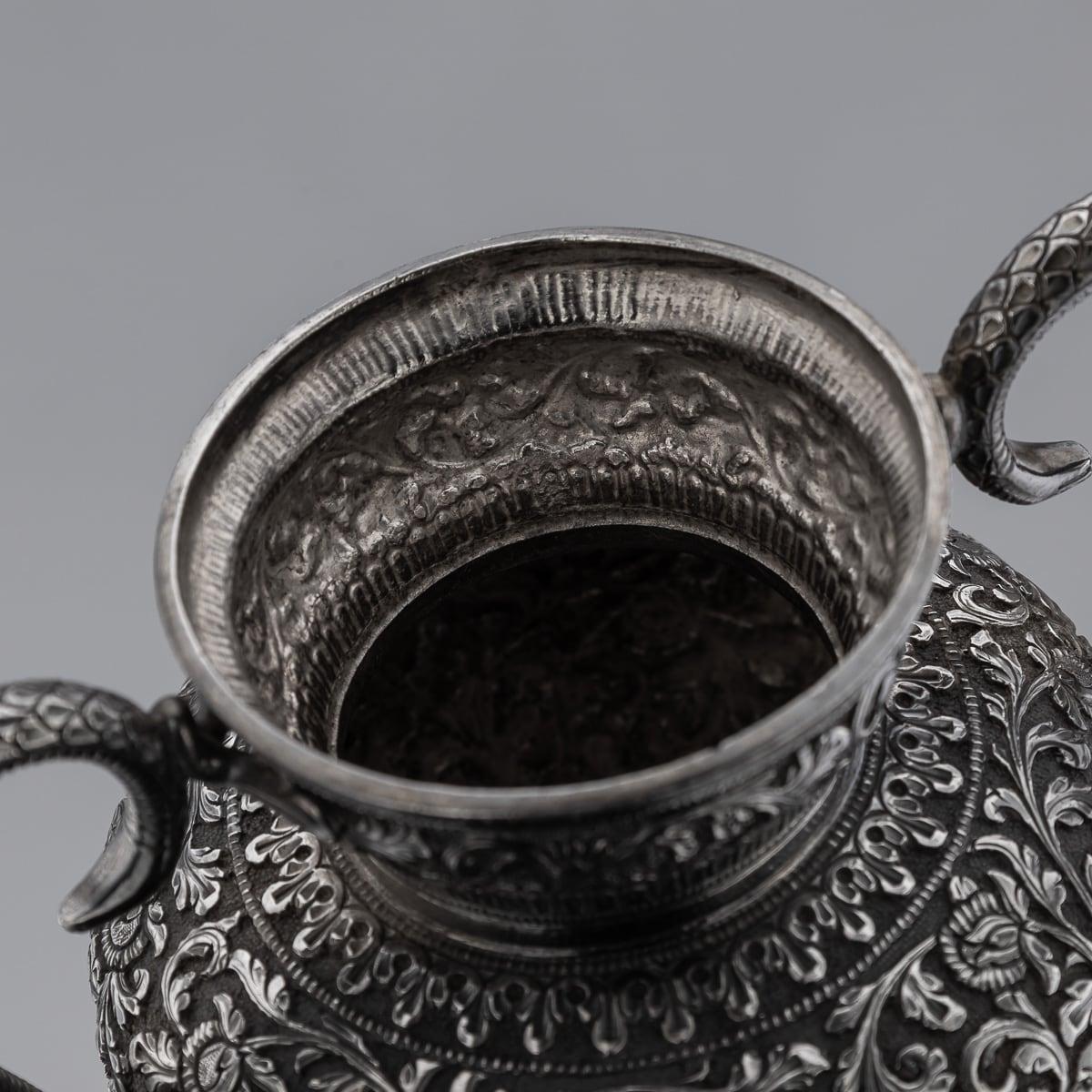 19th Century Indian Cutch Solid Silver Three Piece Tea Set, V Kishore c.1890 10
