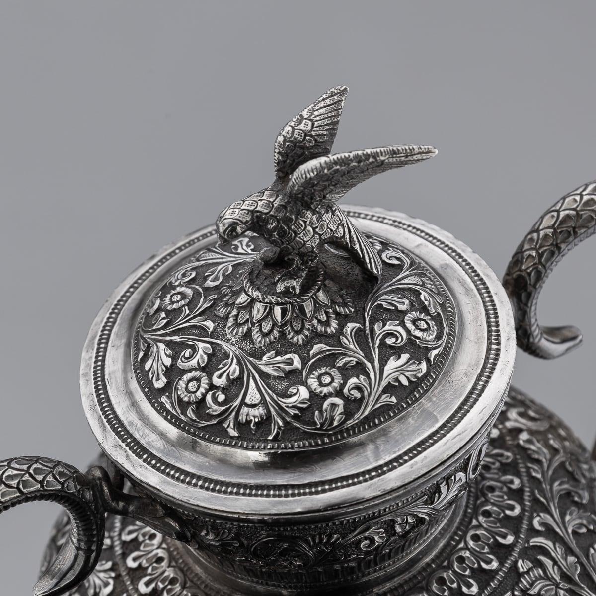 19th Century Indian Cutch Solid Silver Three Piece Tea Set, V Kishore c.1890 14