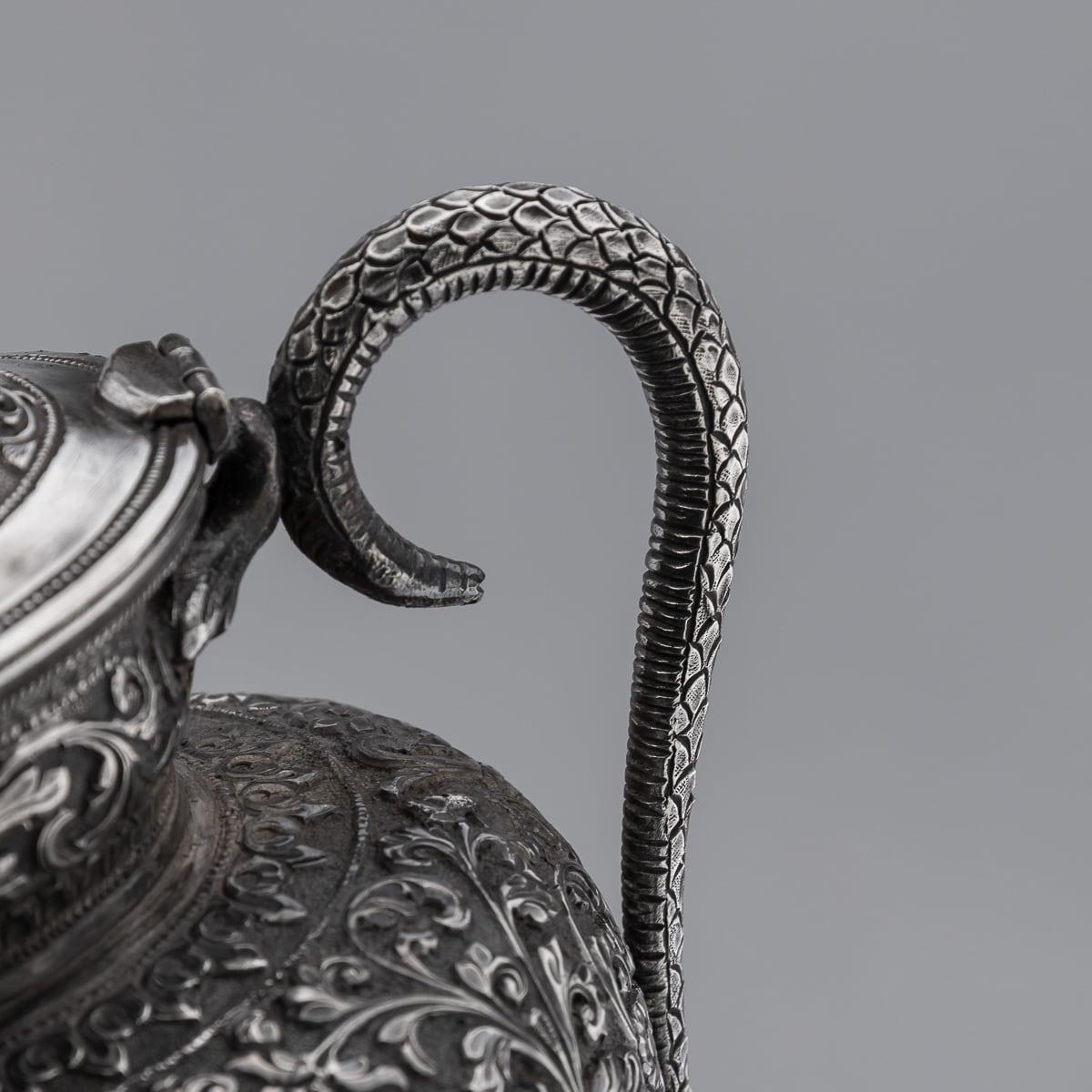 19th Century Indian Cutch Solid Silver Three Piece Tea Set, V Kishore c.1890 3