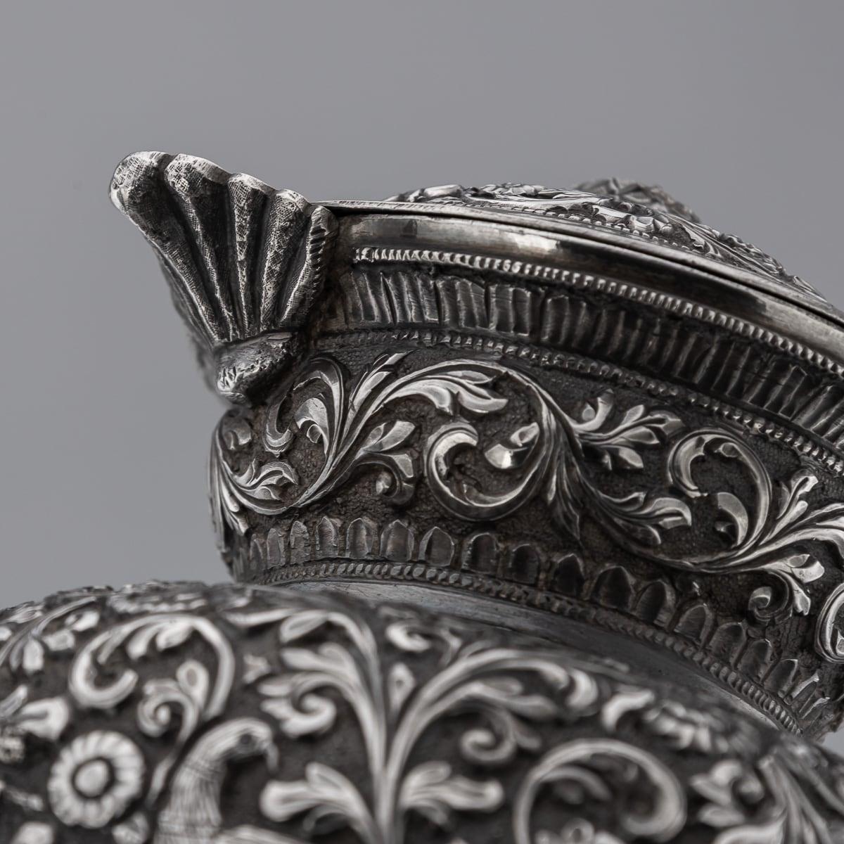 19th Century Indian Cutch Solid Silver Three Piece Tea Set, V Kishore c.1890 4