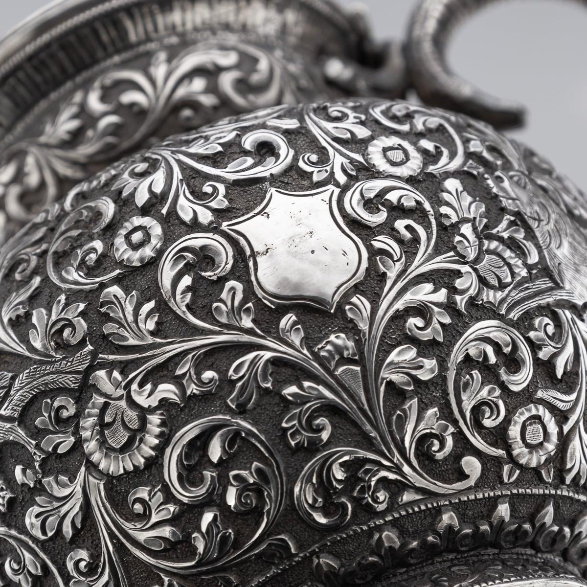 19th Century Indian Cutch Solid Silver Three Piece Tea Set, V Kishore c.1890 5