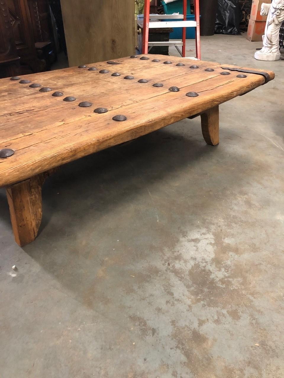 19th Century Indian Door with Iron Accents Made into a Coffee Table 6