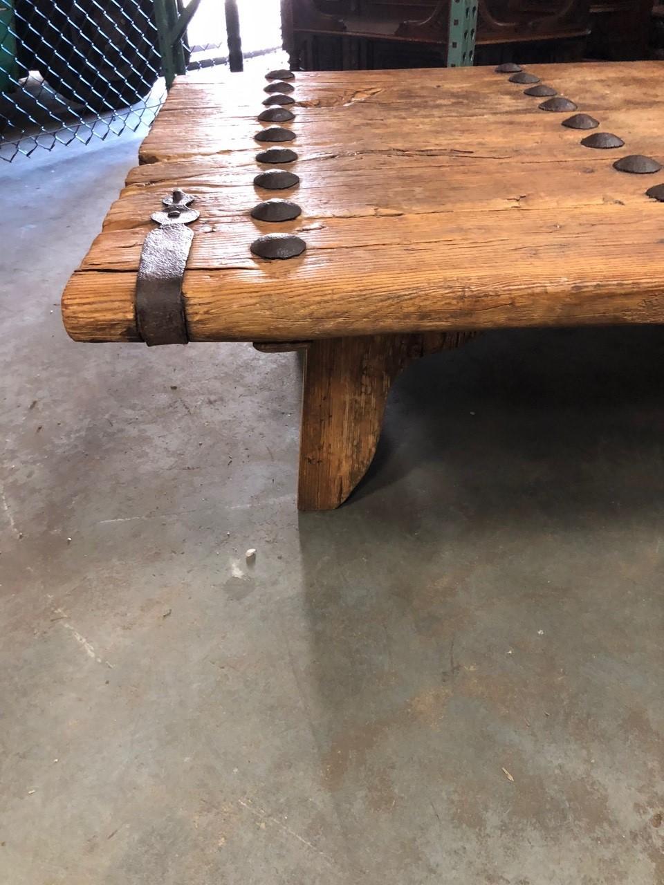 19th Century Indian Door with Iron Accents Made into a Coffee Table 7