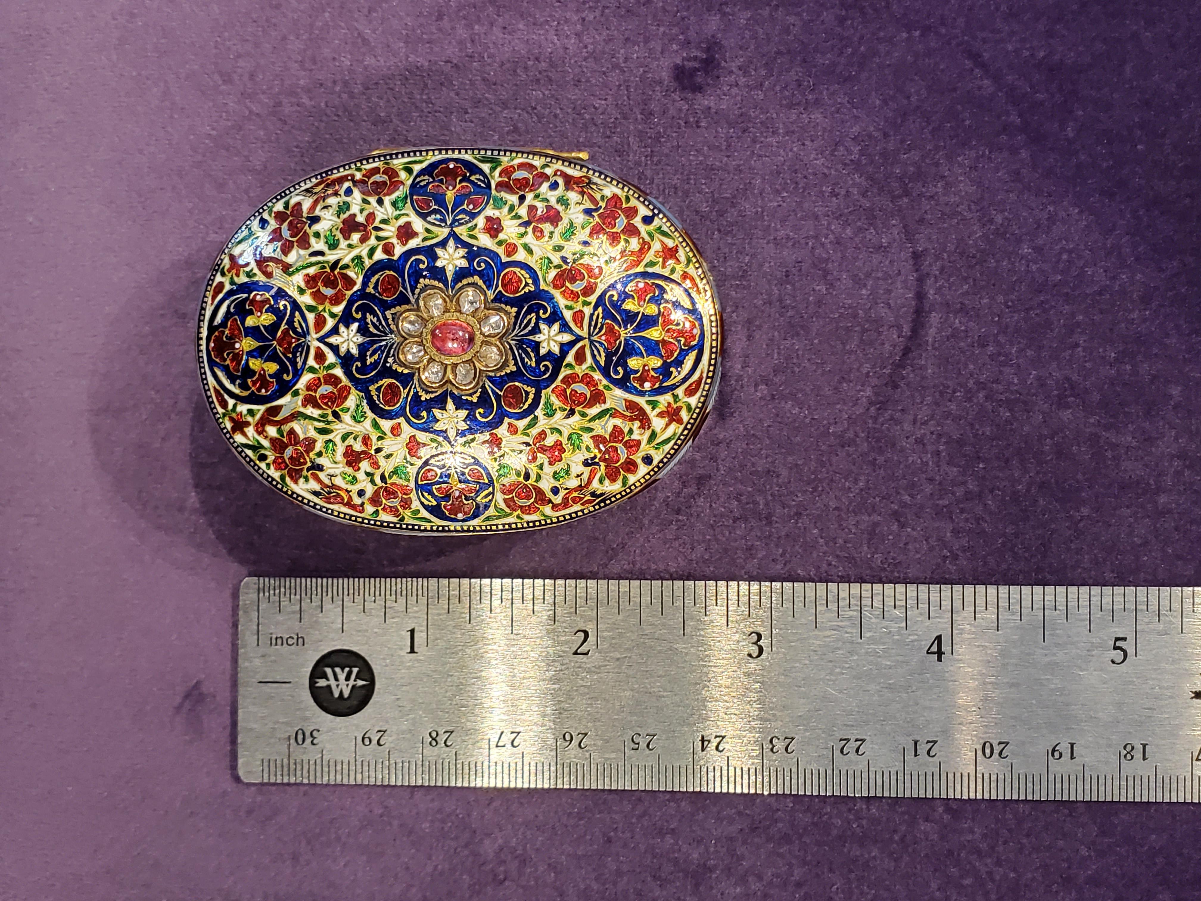 19th Century Indian Enamel Gold Box For Sale 12