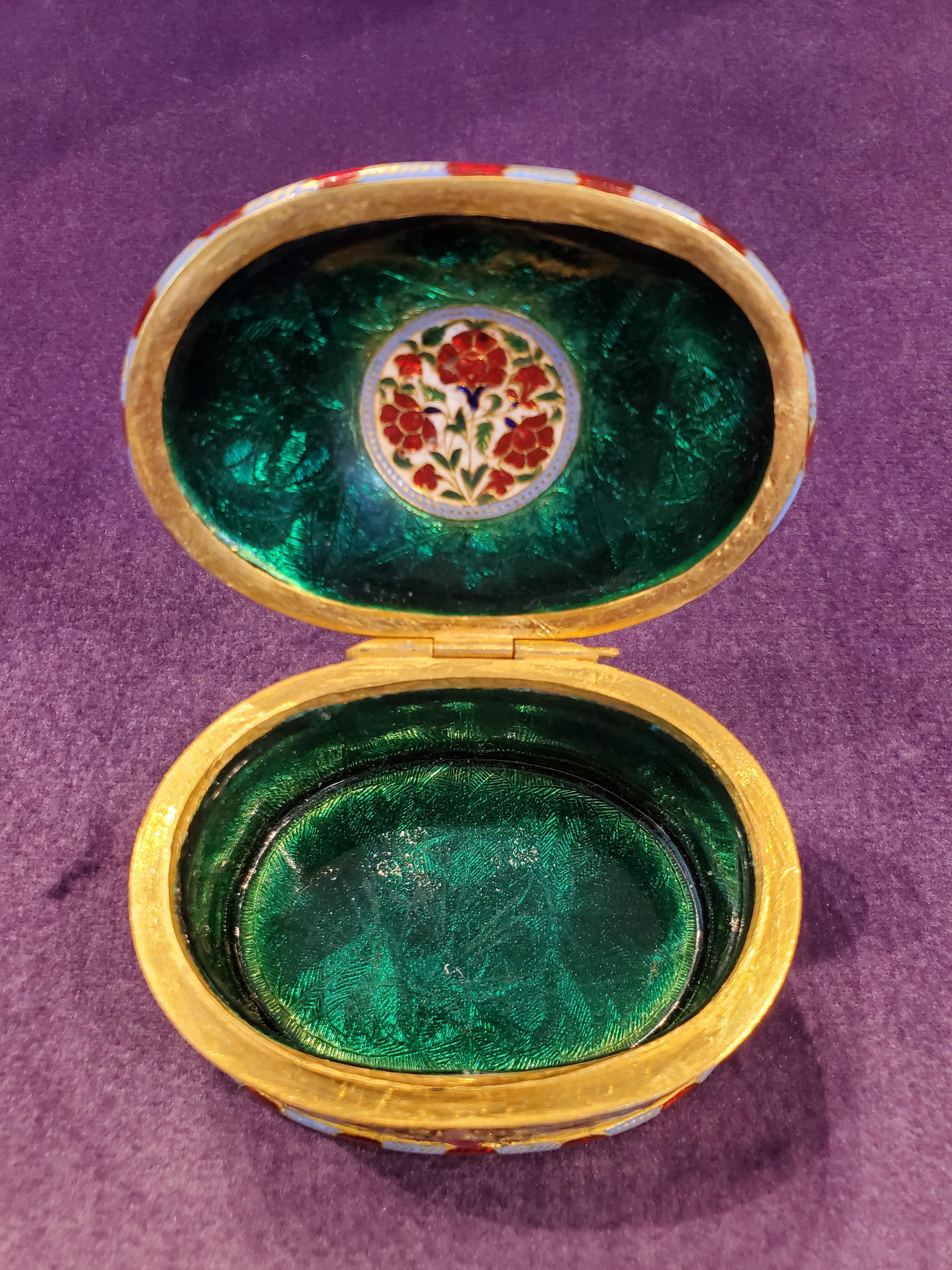 19th Century Indian Enamel Gold Box For Sale 2