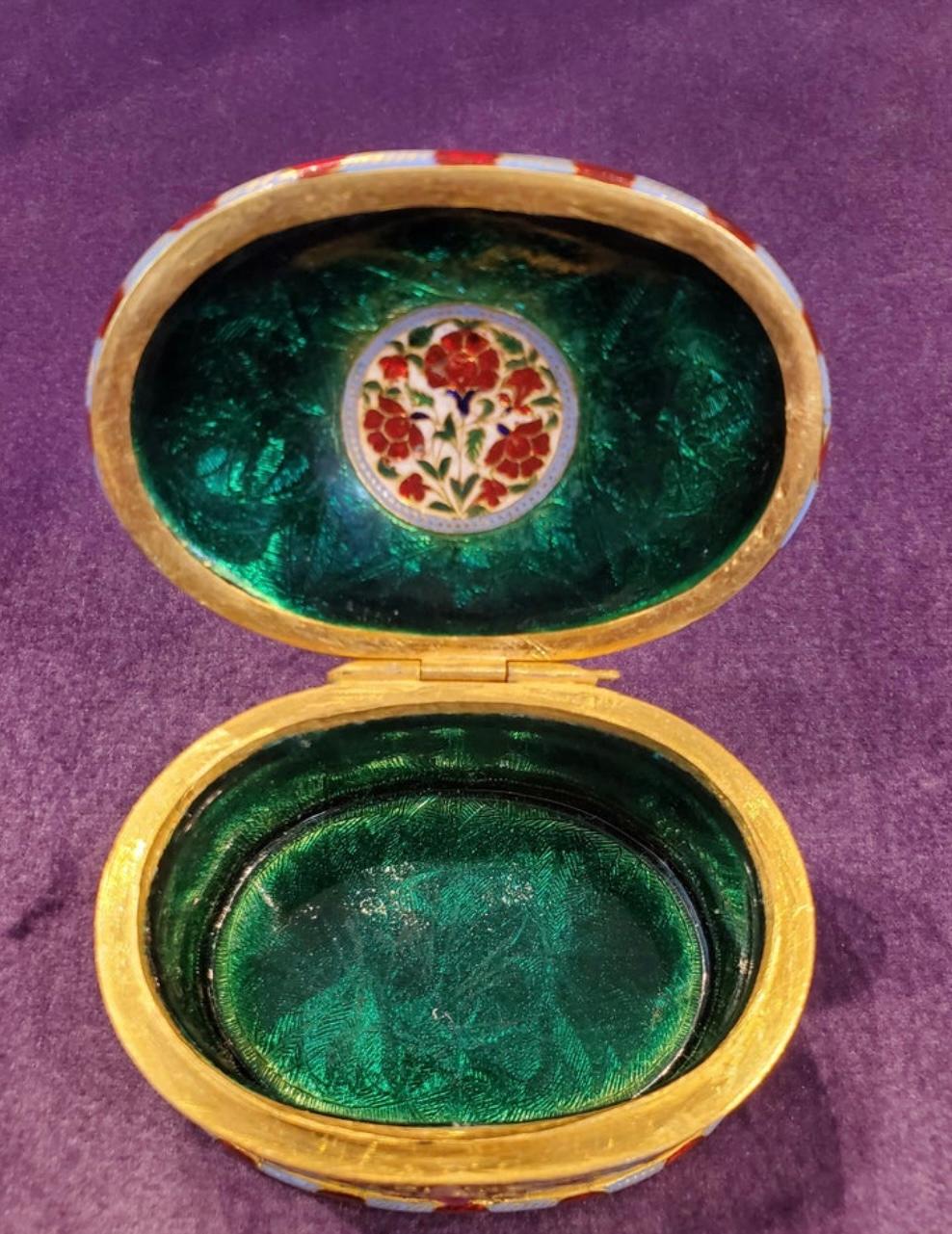 19th Century Indian Enamel Gold Box For Sale 3