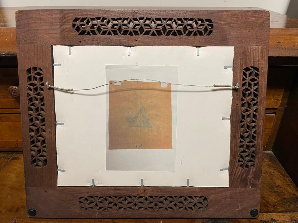 19th Century Indian Erotic Kama Sutra Tantric Gouache in Inlaid Fretwork Frame For Sale 3
