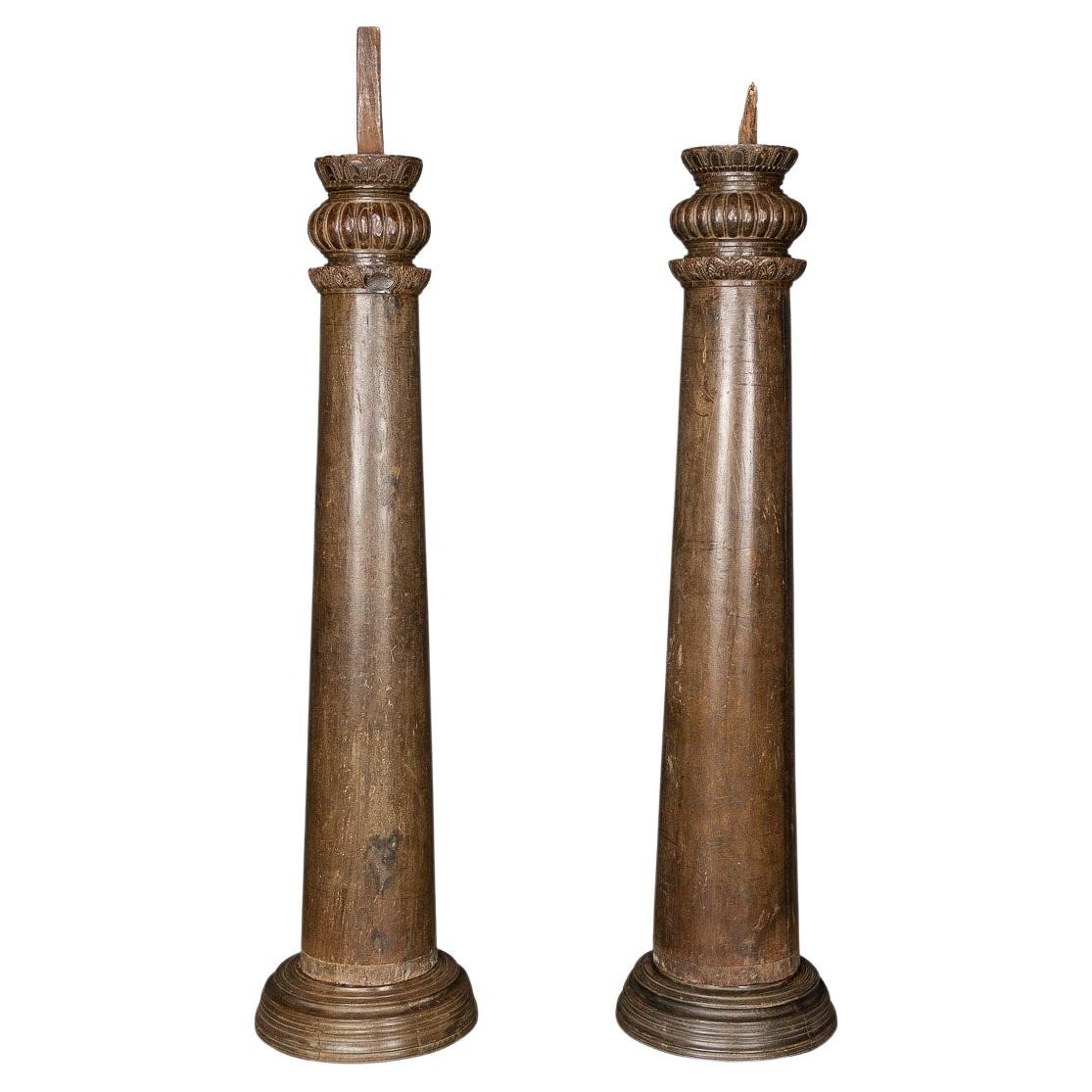 19th Century Indian Handcarved Architectural Columns, c.1860 For Sale