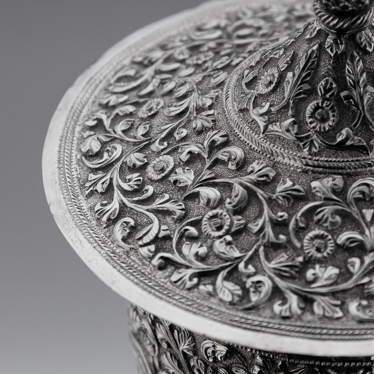 19th Century Indian Kutch Solid Silver Lidded Goblet, c.1880 7