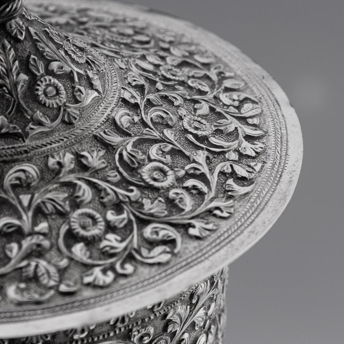 19th Century Indian Kutch Solid Silver Lidded Goblet, c.1880 For Sale 8