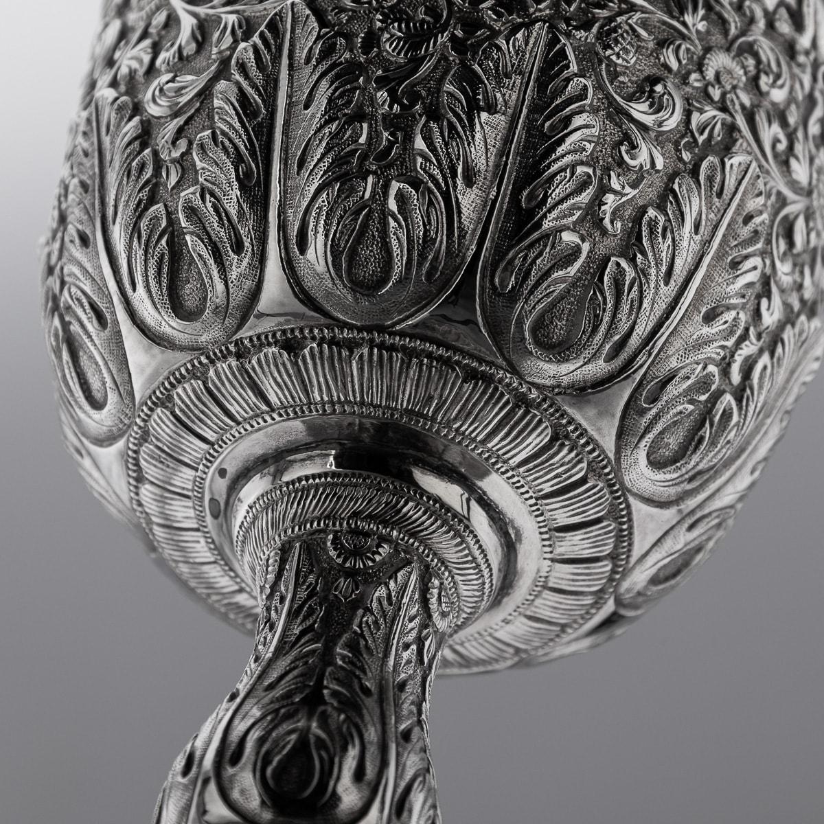 19th Century Indian Kutch Solid Silver Lidded Goblet, c.1880 16