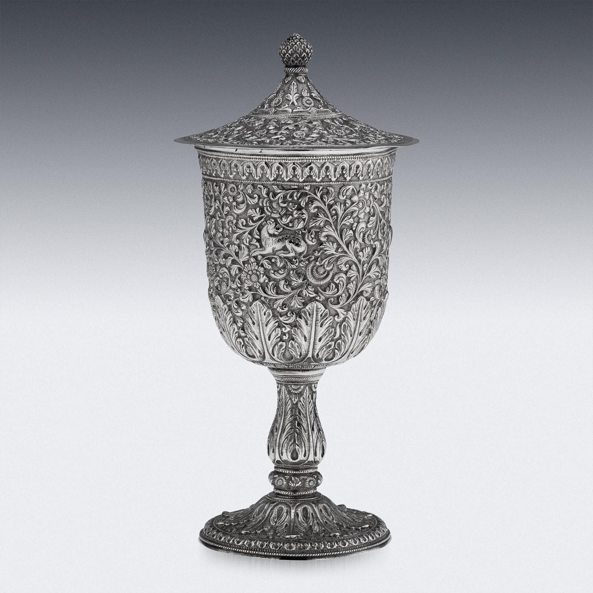19th Century Indian Kutch Solid Silver Lidded Goblet, c.1880 1