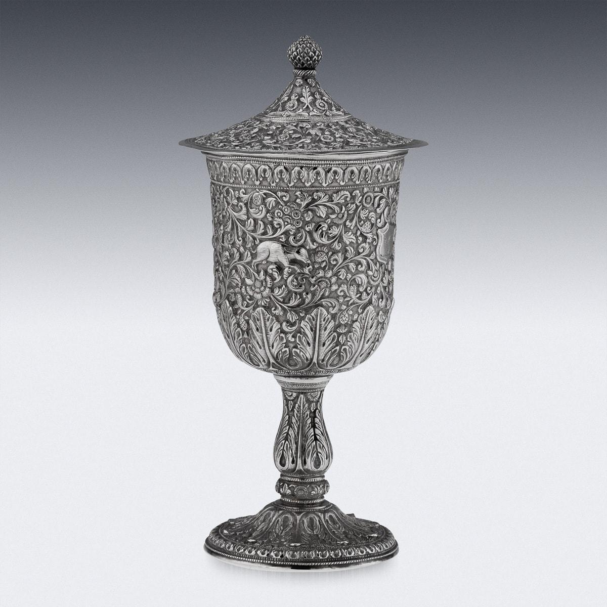19th Century Indian Kutch Solid Silver Lidded Goblet, c.1880 2