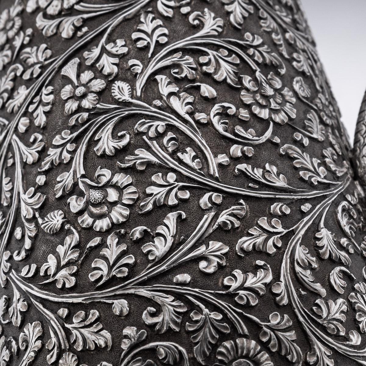 19th Century Indian Kutch Solid Silver Snake Handle Jug, c.1880 11