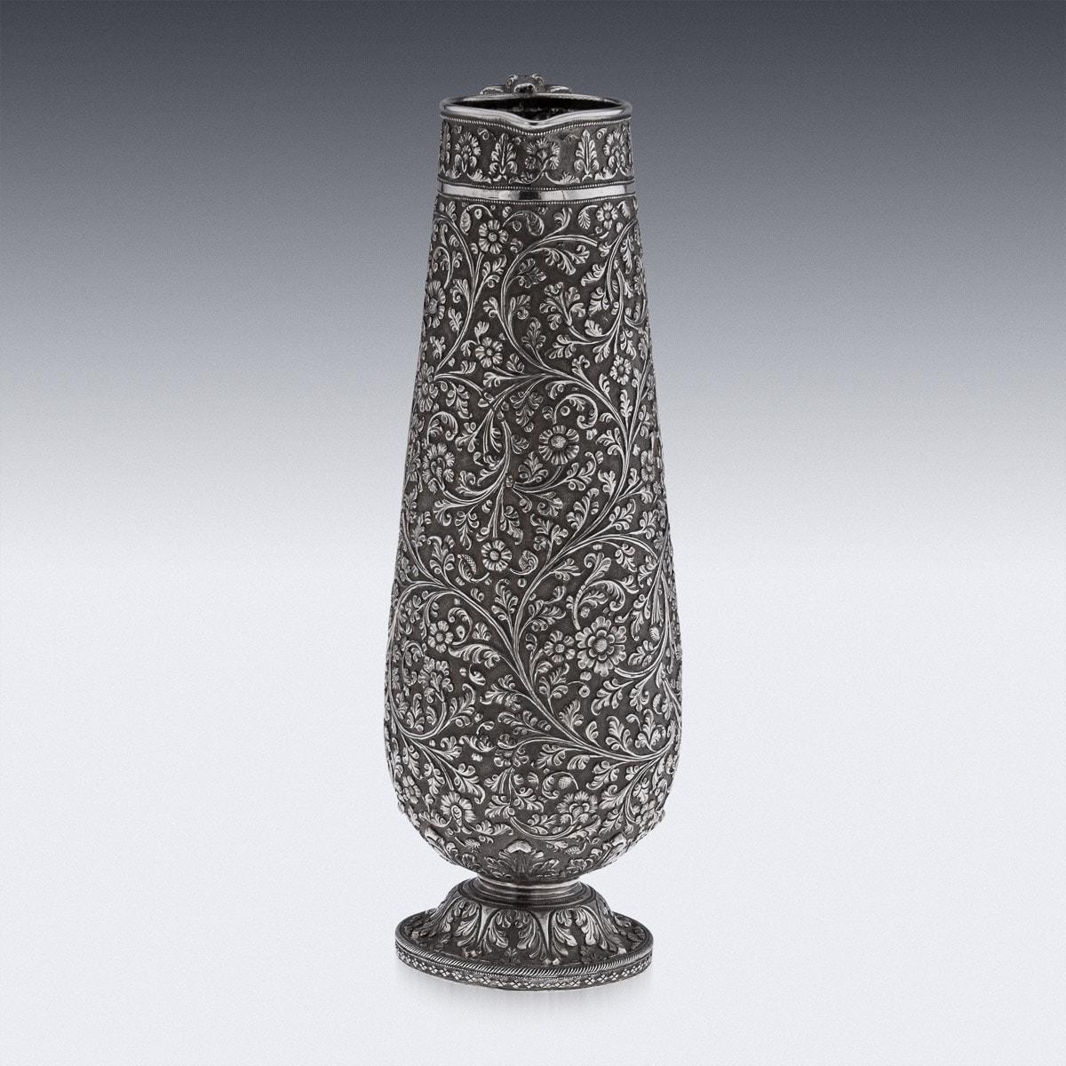 19th Century Indian Kutch Solid Silver Snake Handle Jug, c.1880 1