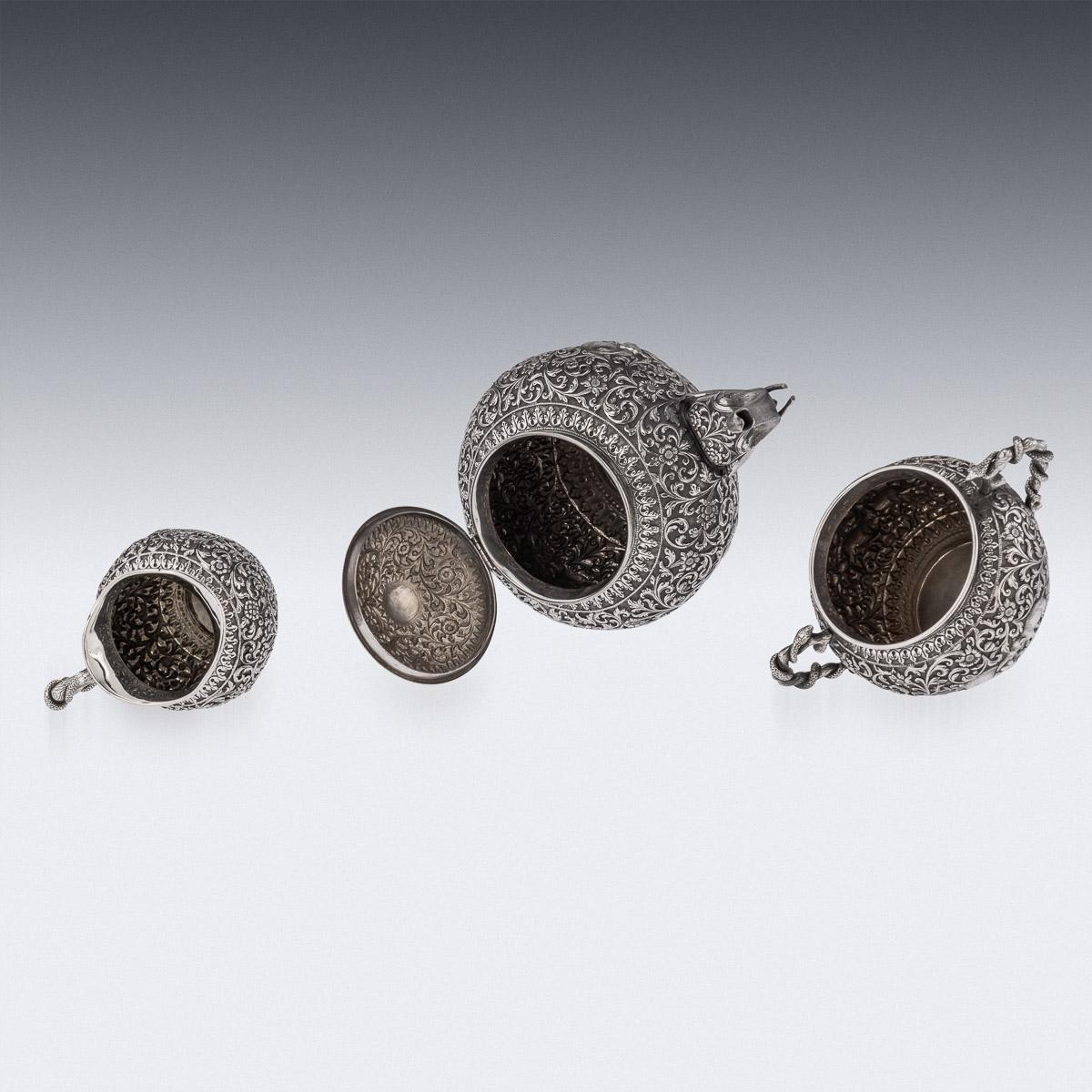 19th Century Indian Kutch Solid Silver Tea Set On Tray, Oomersi Mawji, c.1890 2