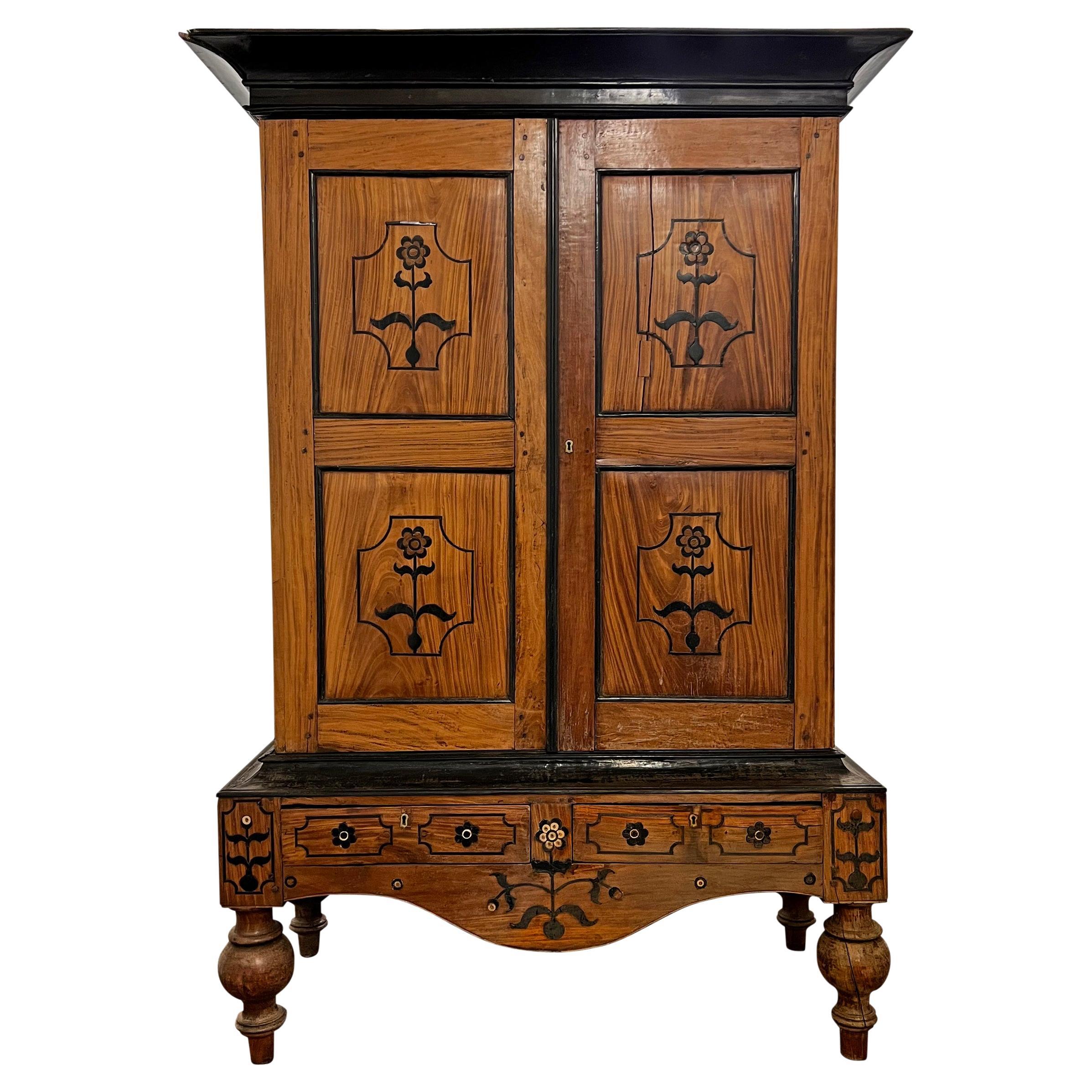 19th Century Indian Marquetry Inlaid Cabinet For Sale