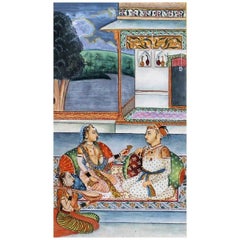 19th Century Indian Mughal Painting of a Marriage Ceremony