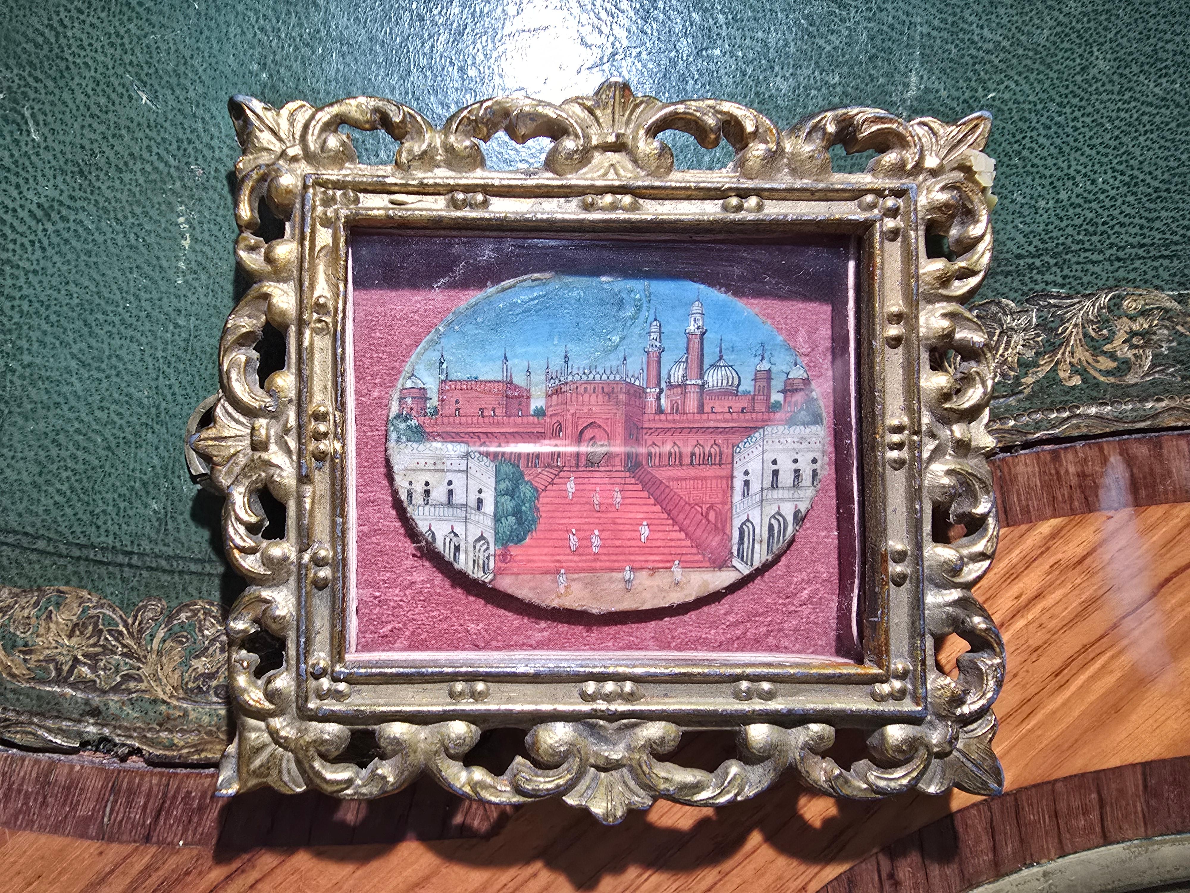 19th-Century Indian Oil Miniature Painting In Good Condition For Sale In Madrid, ES