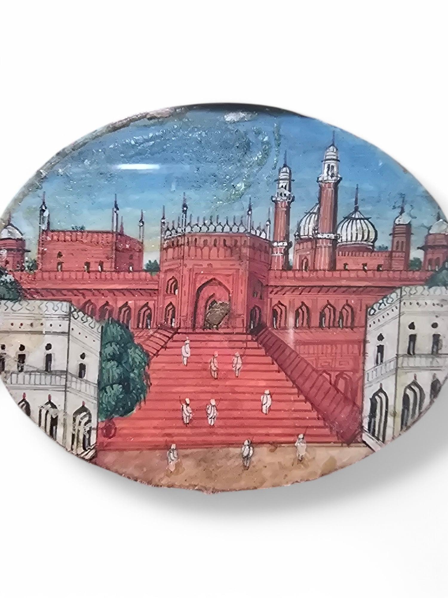 Bronze 19th-Century Indian Oil Miniature Painting For Sale