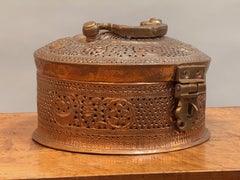 19th century Indian "Paan Daan" Reticulated Copper Box