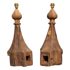 Antique 19th Century Indian Pair of Lamps Made from Two  Finials