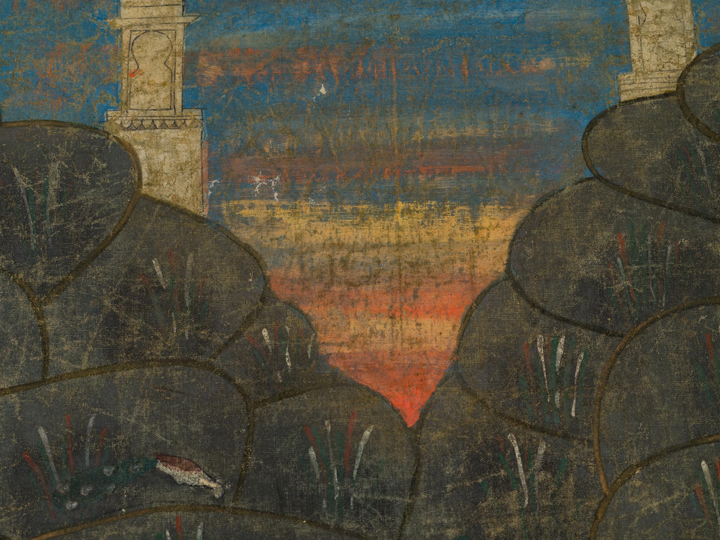 Antique Indian Pichhwai Silk Painting of Krishna and Gopis For Sale 4