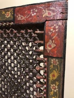 19th Century Indian Polychrome Wood and Wrought Iron Surround or Panel