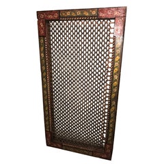 19th Century Indian Polychrome Wood and Wrought Iron Surround or Panel