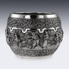 19th Century Indian Poona Solid Silver Decorative Bowl, circa 1880
