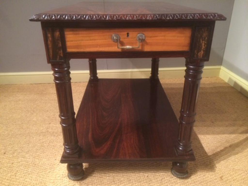 An exceptional quality and very unusual 19th century Indian rosewood, satinwood, ebony & calamander centre library table.