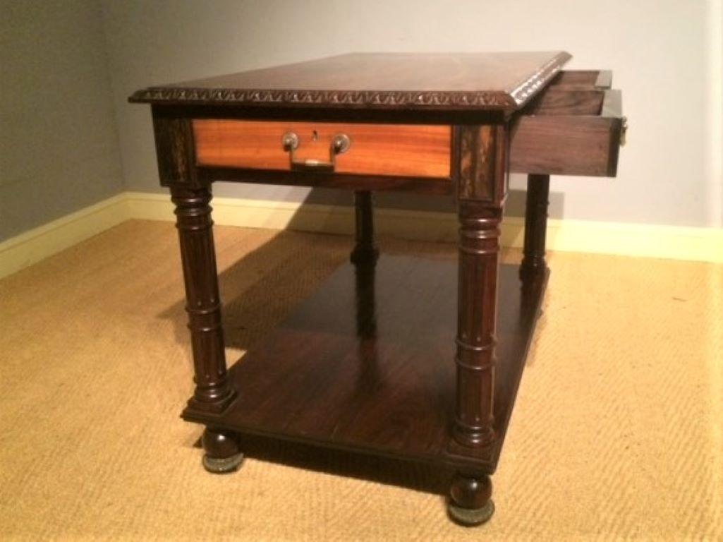 Anglo-Indian 19th Century Indian Rosewood, Satinwood, Ebony & Calamander Centre Library Table For Sale