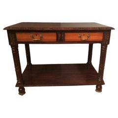 Antique 19th Century Indian Rosewood, Satinwood, Ebony & Calamander Centre Library Table
