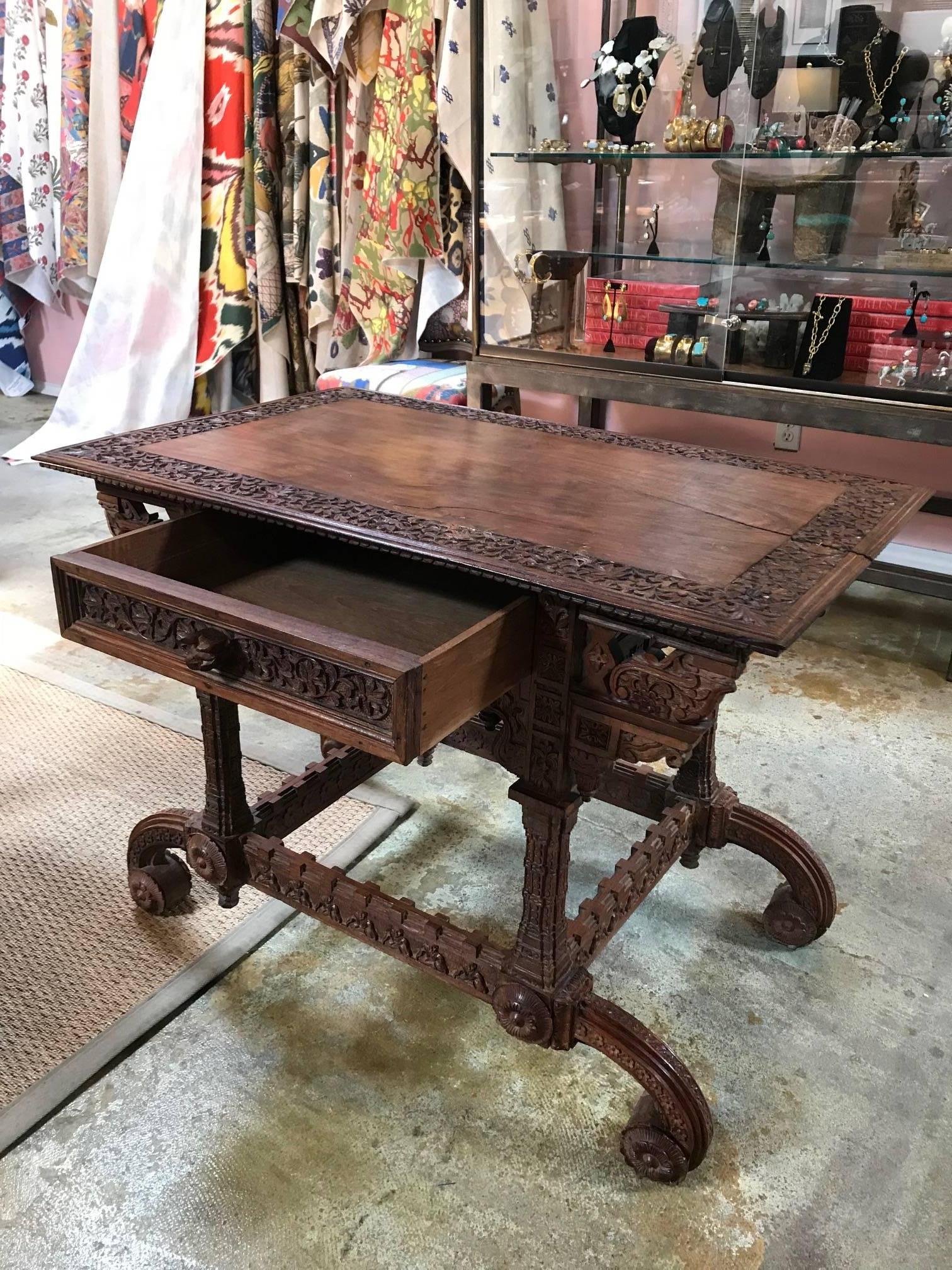 19th Century Indian Side Table with Drawer For Sale 6